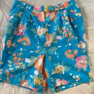 Vintage 1960s Barclay square mod flower shorts